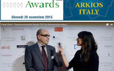 Financecommunity Awards 2015: Arkios Italy premiata Team M&A Emergente dell’Anno